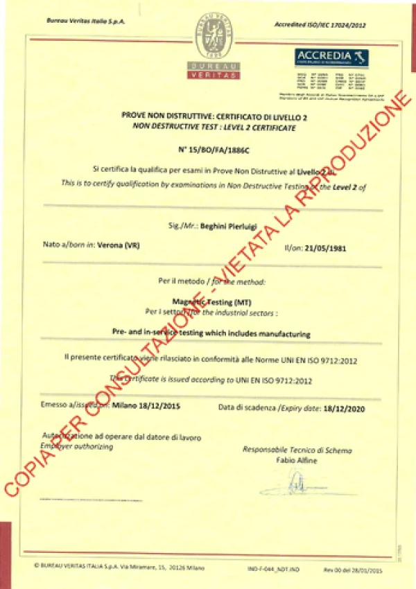PND MT II LIVELLO UNI EN ISO 9712